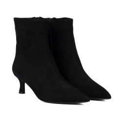 Damenstiefeletten mit Absatz 1416 schwarz Velours