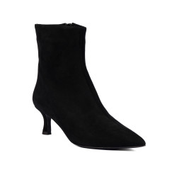 Damenstiefeletten mit Absatz 1416 schwarz Velours