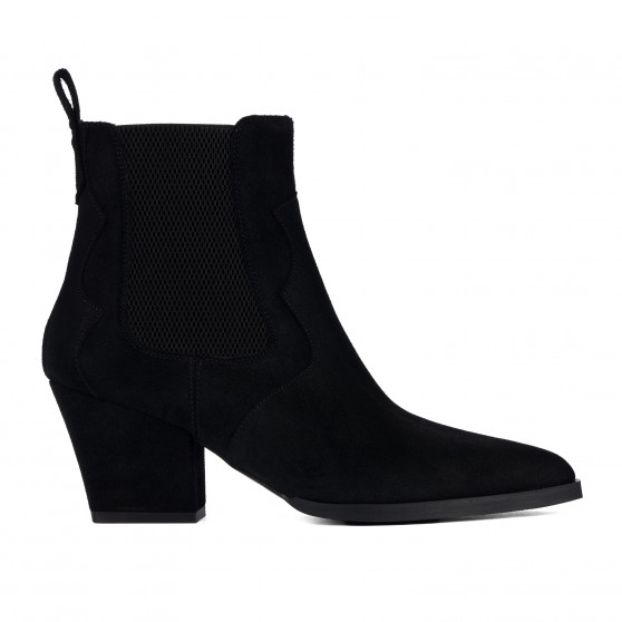 Damen-Stiefeletten mit Absatz 1418 schwarz Velours