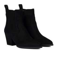 Damen-Stiefeletten mit Absatz 1418 schwarz Velours