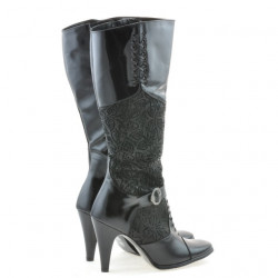 Damenstiefel 1109 Lack Schwarz+Schwarz Antilope