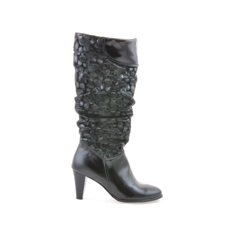 Damenstiefel 1120 Lack Schwarz + Antilope Ballon