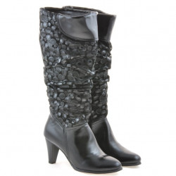 Damenstiefel 1120 Lack Schwarz + Antilope Ballon