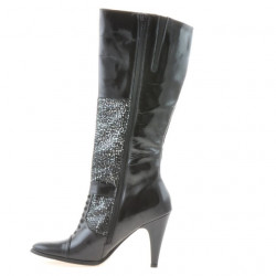 Damenstiefel 1109 kombinierter schwarzer Lack