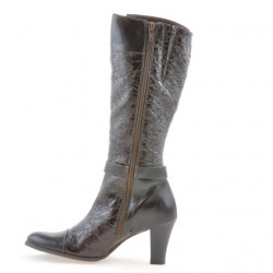 Damenstiefel 017 Krep Lack Kaffee