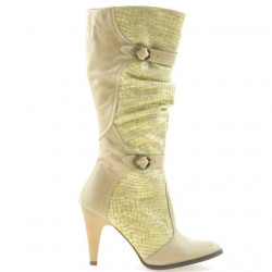 Damenstiefel 008 Kroko Beige