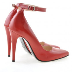 Elegante Damenschuhe 1247 rotes satiniertes Lackleder