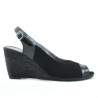 Damensandalen 5019 Lackschwarz + Schwarzer Velours