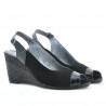Damensandalen 5019 Lackschwarz + Schwarzer Velours