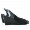 Damensandalen 5019 Lackschwarz + Schwarzer Velours